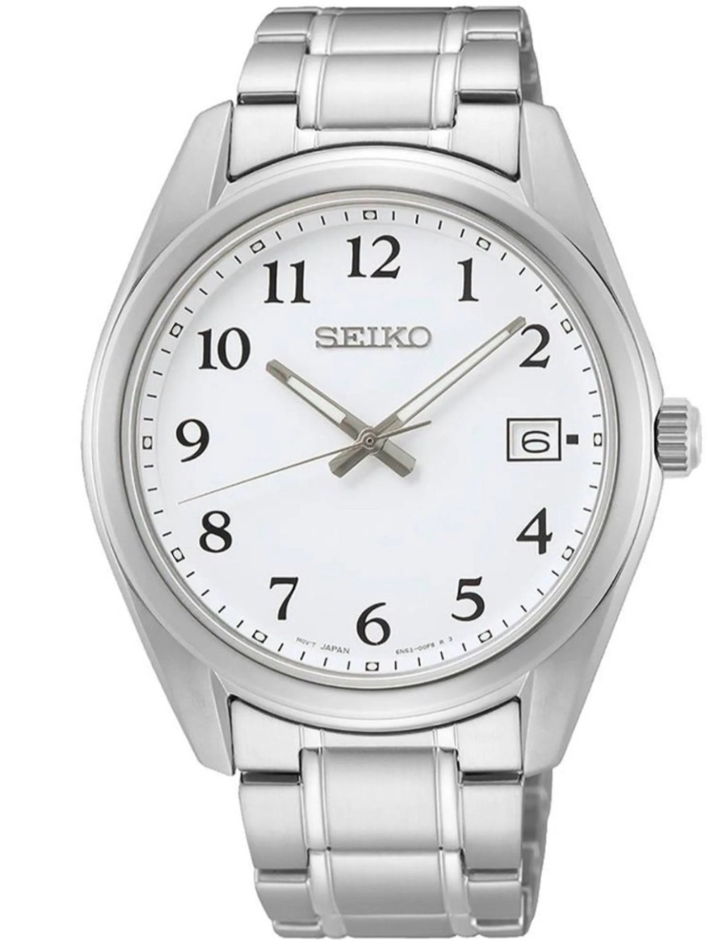 Seiko Silver Stainless Steel quarts Watch with White Dial Mens Watch